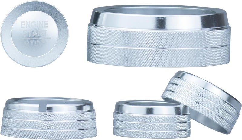 HDUFC for Jeep 2022-2025 Grand Cherokee/Grand Cherokee 4xe/Grand Cherokee L car interior 6-piece set, shift switch, air conditioning adjustment, headlight switch knob, start button cover/ring (Silver) - Image 2